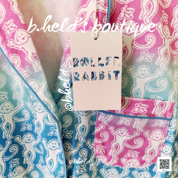 Roller Rabbit Ombre Monkey Polo Pajamas in Multi Cotton Candy Skies Size S NWT - Picture 6 of 17